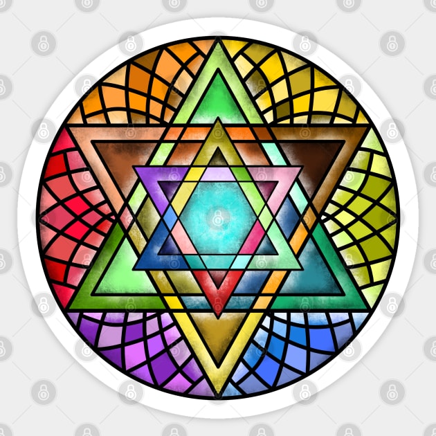 Rainbow Star of David Stained Glass Art Sticker by Mey Designs